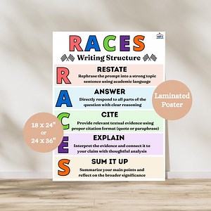 RACES Writing Strategy Anchor Chart, ELA Classroom Poster, Evidence and Analysis Writing, Middle School English Decor, Writing Anchor Charts - Etsy