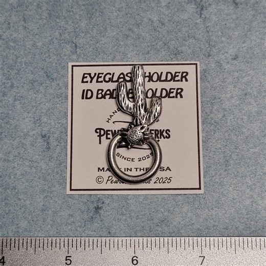 Handmade Pewter 'cactus With Flower' Eyeglass Holder Pin, Gift Bag Included. - Etsy