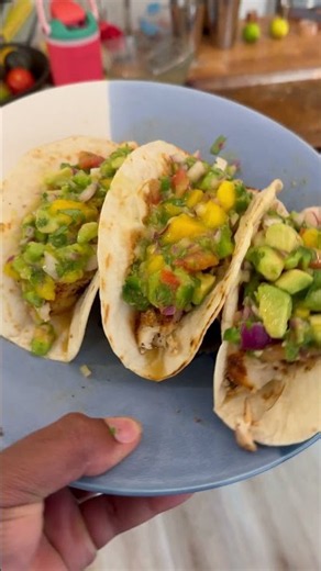 Smoked fish tacos with homemade mango salsa!