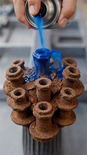 Rusty Bolts Restoration_Powerful Blue Spray Cleaning Process!#rustremoval#satisfying#satisfyingvideo