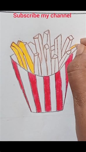 french fries drawing colour/Realistic french fries drawing#frenchfriesdrawing#shorts#viralshorts#art