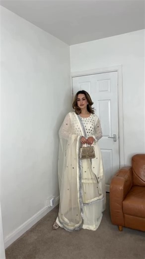 Ruby Designs - Womens Pakistani Casual/Partywear Eid Suits on Instagram: "GRWM in our EXCLUSIVE sale-only suit AMREEN - £40 THIS WEEKEND ONLY! 🤍✨ A dreamy new drop reduced just for our MEGA SALE 👀 Very last pieces left + less than 48 hours till prices go back up ⏰ Don’t miss your chance to grab this beauty (and so many others) before it’s too late! 🤩 . . . •pakistani • fashion • sharara • mirrors • white • partywear • trendy"