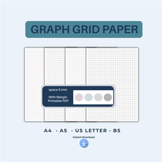 Printable 5mm Graph Paper PDF With Margin – A4 A5 US Letter B5 Grid Paper Template, Instant Download Planner Insert - Etsy