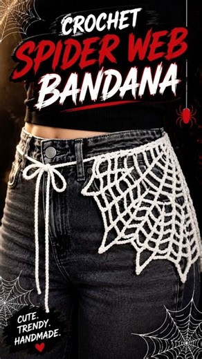 🕸️ Crochet Spider Web Bandana Tutorial 🕷️ | FREE Pattern | Easy to Make ✨