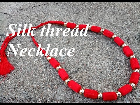 How to make silk thread necklace//Red silk thread necklace//Tutorial//DIY//Creation&you