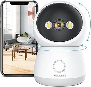 WEILAILIFE Indoor Wireless Security Camera, Baby/Pet Dog Monitor, Home WiFi Video Surveillance Cameras