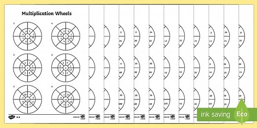 Mixed 2, 5 and 10 Times Table Multiplication Wheels Worksheet Pack