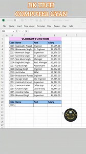90% People Don't know how to use VLOOKUP | VLOOKUP explain 💯🚀 #msexceltraining #msexcelformulas #msexceltutorials #msexceltricks #msexceltips #Microsoft #microsoftexcel #Microsoft365 #viralreelschallenge #trendingvideo #trend #fbshorts #shortsreels #viralreelsfacebook #shortsvideos #viralvideochallenge #computer #MicrosoftCopilot #dktechcomputergyan | DK TECH Computer GYAN