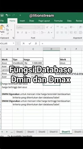 Mencari Nilai‼️dari Kriteria di Database dengan DMIN dan DMAX #excel #tutorial #microsoft