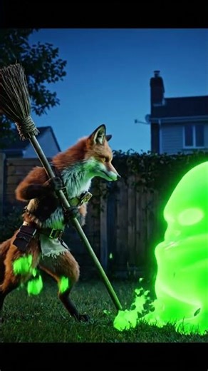 Fox Battles Alien Blob With a Broom | Easy Loop