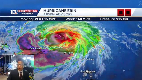 Hurricane Erin weather forecast in 60 seconds