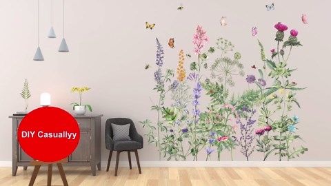 Boho Flower Wall Stickers for Bedroom: Peel and Stick Wildflower Floral Wall Decals - Sofa TV Background Home Art Wall Decor