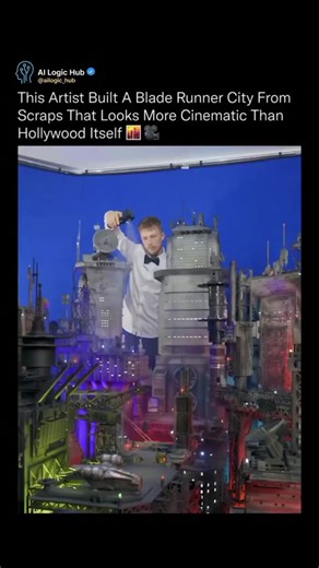 AI Logic Hub on Instagram: "This entire Blade Runner set was built from old electronics, yet looks like a multi-million-dollar film studio brought to life. 🎬 🍿 Every structure in this miniature city was handcrafted from laser-cut wood, 3D-printed panels, circuit boards, and discarded components that were never designed for art. The creator rewired LEDs from broken devices to build glowing skylines. Old cooling fans became industrial turbines. Scraps of metal and plastic were transformed into p
