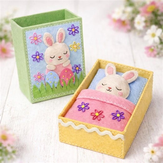 Bunny in Matchbox Sewing Pattern: Easter Animal Ornament (PDF With SVG Files) - Etsy