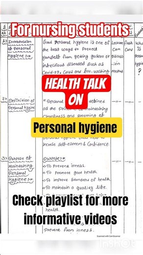 Personal hygiene health talk | 🔥 Personal Hygiene Explained in 60 Seconds | Personal Hygiene #gnm