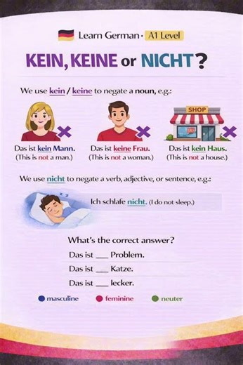 Kein, Keine vs Nicht? German Negation Explained (A1) 🇩🇪|Learn German A1