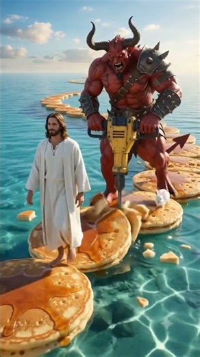 Jesus Walks on Water After the Devil Destroys the Bridge! 😱✝️ | AI Short#Jesus #JesusChrist #shorts