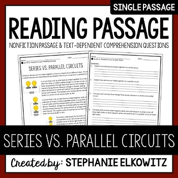 Series vs Parallel Circuits Reading Passage | Printable & Digital