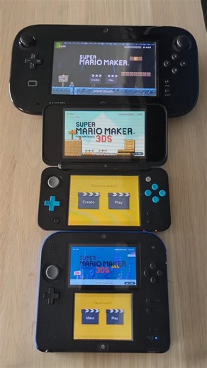 Super Mario Maker- Nintendo Wii U vs New 2DS XL vs 2DS Speed Comparison