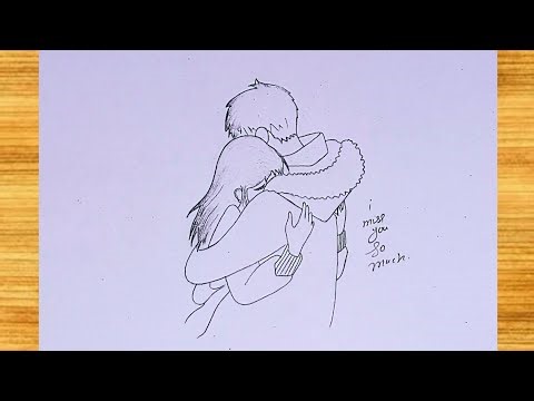 I Miss You So Much ❤️ Easy Couple Hug Drawing Step by Step | Pencil Sketch Tutorial