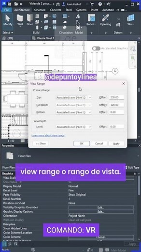 VR Command: How to Adjust the View Range of a Floor Plan in Revit | REVIT COMMANDS 37 💻