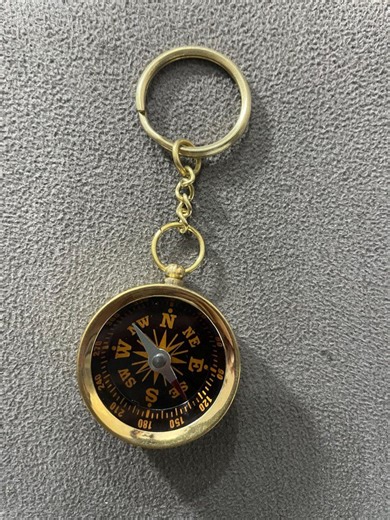 Personalized Brass Compass Keychain: Engraved Hiking Gift