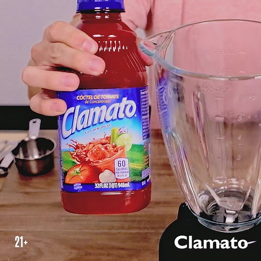 Jumpstart your Seis de Mayo with this amazing Shrimp Clamato Michelada recipe. Ingredients: Shrimp, Orange juice, Salt, Garlic, Serrano Chile, Worcestershire, Lime, Ice, Tajín, Beer, and most important, Clamato! 6 cooked, peeled shrimp 1/2 cups Clamato juice 1/2 cup fresh orange juice 1 tbsp. Worcestershire sauce 3/4 tsp. freshly ground black pepper 3/4 tsp. kosher salt 1/2 clove garlic 1/2 serrano chile, stemmed 6 oz. can of lager beer Pour some lime juice on a plate and Tajín on another; dip r