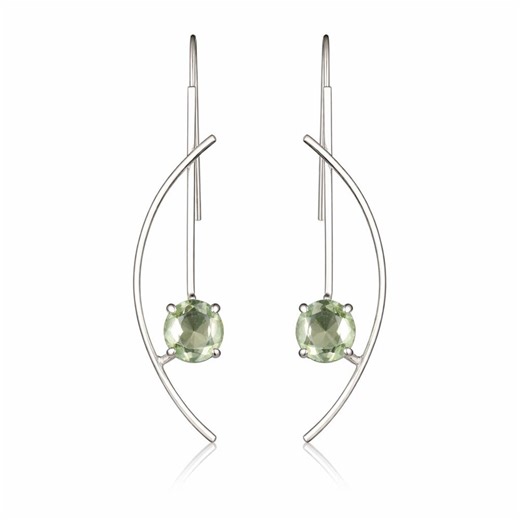 Green Amethyst Gemstone Silver Earrings, Handmade Oval Cut Long Dangle Women Jewelry - Etsy