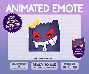 Animated Gengar Laugh Emote | ANIMATED   STATIC Pokemon Gengar Emote, Gengar Giggle Emote, Animated Pokemon Emote, Laughing Gengar Lol Emote - Etsy
