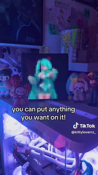 this pixel display makes my pc setup so clean!!! #pc #setup #gaming #anime #miku