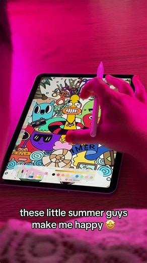 Cute summer characters coloring on iPad ☀️ cozy coloring app | Colorizen
