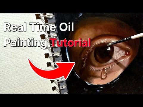 Real Time Oil Painting Tutorial | Hyper Realistic Eye with Tear