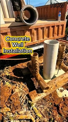 Installing Precast Concrete Rings for a Durable Water Well.