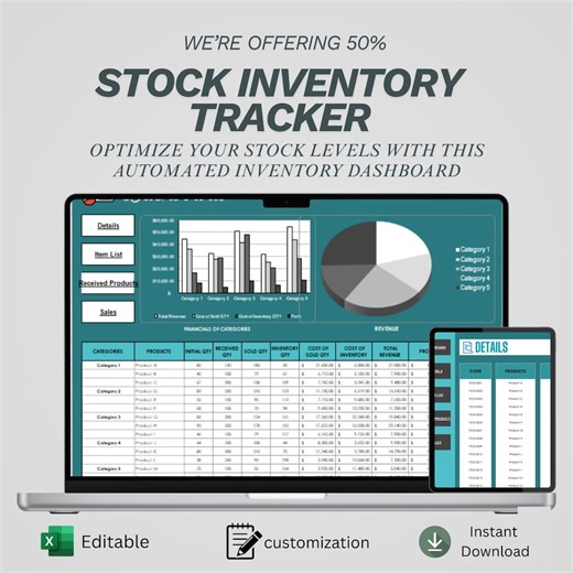 Inventory Management Excel Template | Stock Tracker With Sales Dashboard & Profit Calculator | Small Business Inventory Spreadsheet - Etsy UK