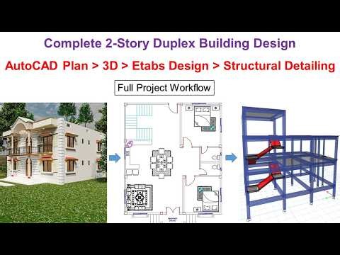 4. Mastering 2 Story Duplex Design AutoCAD, ETABS Analysis & Detailing- Design in CSI Etabs v22