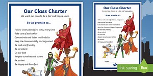 Editable Class Charter Superhero Themed Display Poster