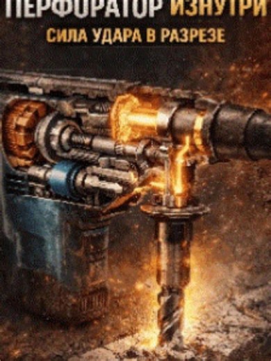 Как работает перфоратор изнутри — сила удара в разрезе Что происходит внутри перфоратора, когда он бьёт бетон? В этом видео показано устройство большого перфоратора в разрезе: ударный механизм, поршень, боёк и передача энергии. Без магии — только механика, инерция и точный расчёт. Посмотри, как обычное вращение превращается в мощный удар. #engineering #mechanics #tools #powertools #perforator #howitworks #construction #industrialdesign #cutaway #technology #инженерия #механика #перфоратор #инстр