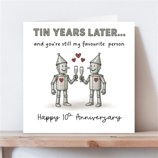 Tenth Anniversary, Gay Card for Husband, 10th Anniversary, Quirky Anniversary, Tin Years, Funny Anniversary, Tin Couple Same Sex Card - Etsy