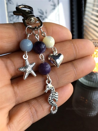 Crystal Keyring: Semi Precious Bag Charms, Seahorse Keychain - Etsy
