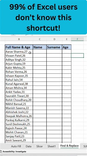 Split Names Instantly in Excel | Flash Fill (Ctrl + E)