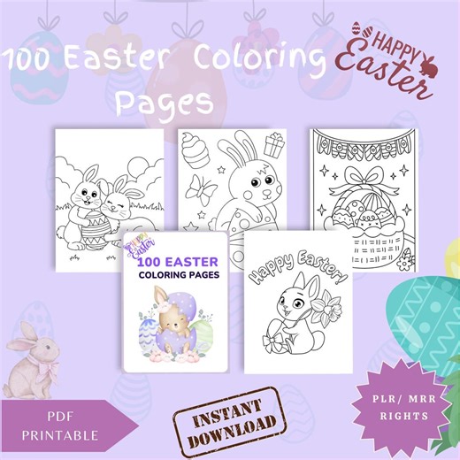 100 Easter PLR Coloring Pages, Printable Kids Activities, Digital Download, Resell Rights, Fun Coloring Sheets - Etsy