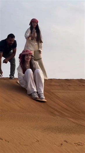 Sand Boarding Adventure in Golden Dunes 🏂🏜️ #desertsafari #saharadesert #famous #sandboarding