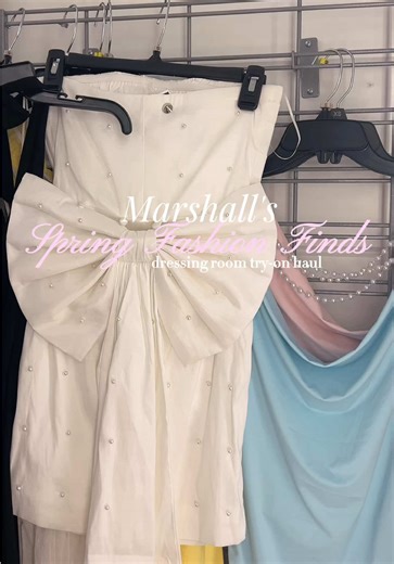 marshall's spring fashion finds dressing room try-on haul 🎀🤍 post pilates shopping trip, so many white bridal dresses for upcoming brides! @Marshalls #marshallsshopping #marshallshaul #springoutfitideas #tryonhaul #girlyshopping