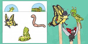 The Cautious Caterpillar Stick Puppets