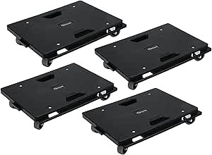 4 Pack Furniture Dolly Upgraded Dollies Connectable with 4 Wheels Small Flat Dolly Cart with 500 LBS Capacity for Heavy Appliance, Black
