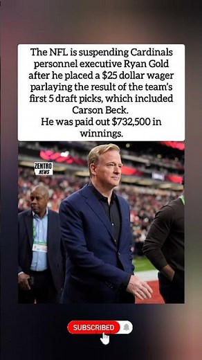NFL Suspends Cardinals Exec Ryan Gold Over $25 Draft Bet That Paid $732K #shorts