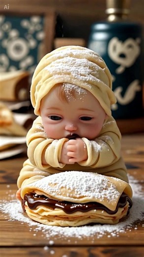 Crêpe eating ASMR 🧇🥐 #crepes #baby #asmr #fyp #aiasmr