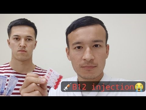 B12 injection. intramuscular injection into the deltoid muscle