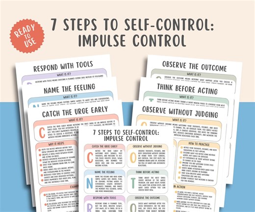 7 Steps to Self Control, Impulse Control Worksheets, Self Regulation Skills, CBT Coping Tools, Therapy Printable, Emotional Regulation Guide - Etsy
