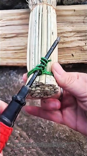 Practical techniques for tying bamboo sticks or broomsticks securely with wire.